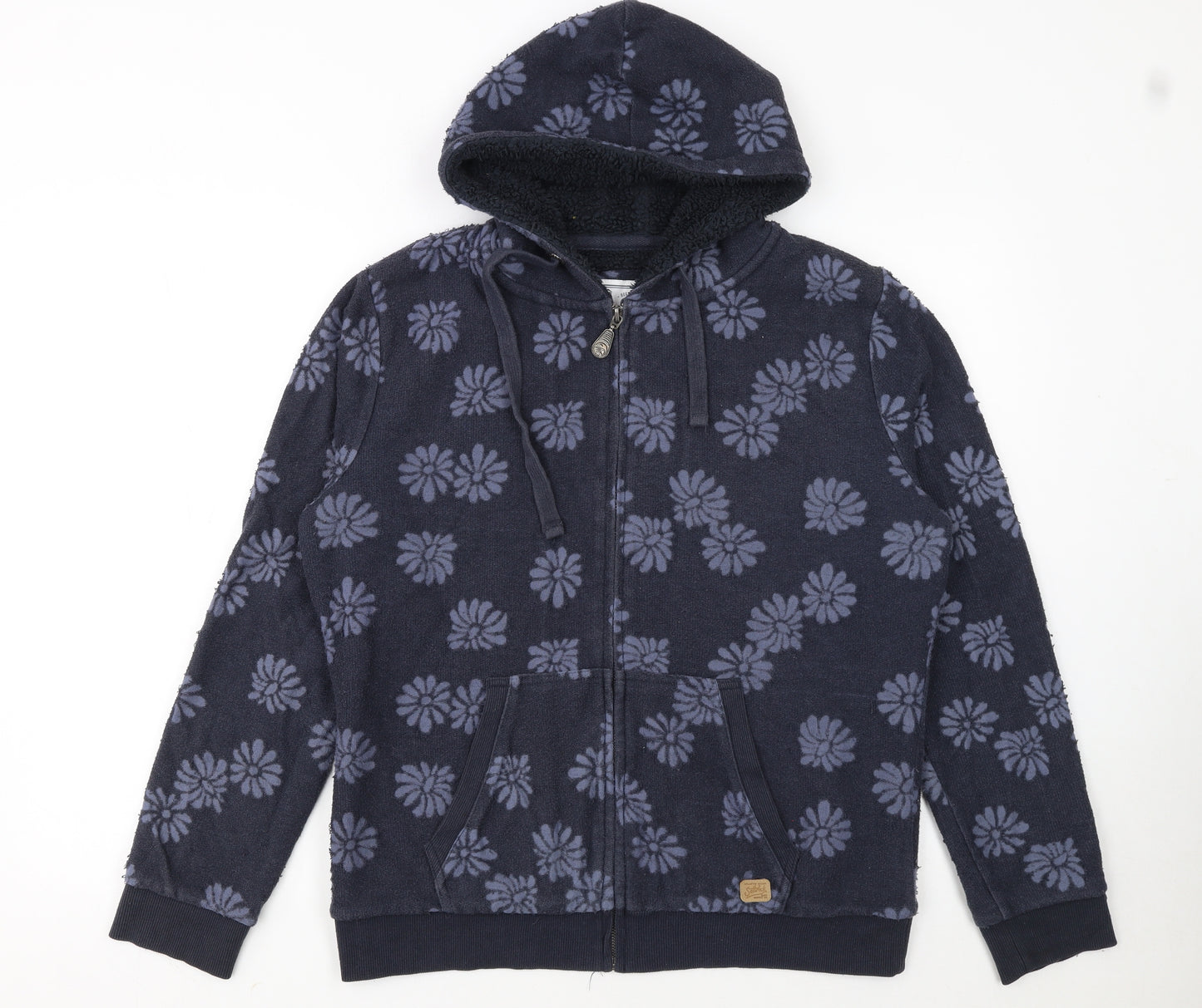 Saltrock Women’s Blue Floral Full Zip Hooded Sweatshirt Size 14