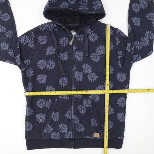 Saltrock Women’s Blue Floral Full Zip Hooded Sweatshirt Size 14