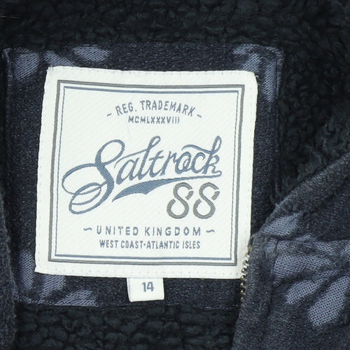 Saltrock Women’s Blue Floral Full Zip Hooded Sweatshirt Size 14