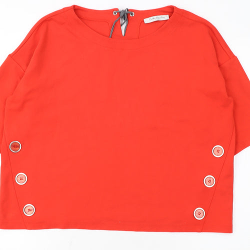 Betty Barclay Women Red Cotton Relaxed Button Blouse Size 14