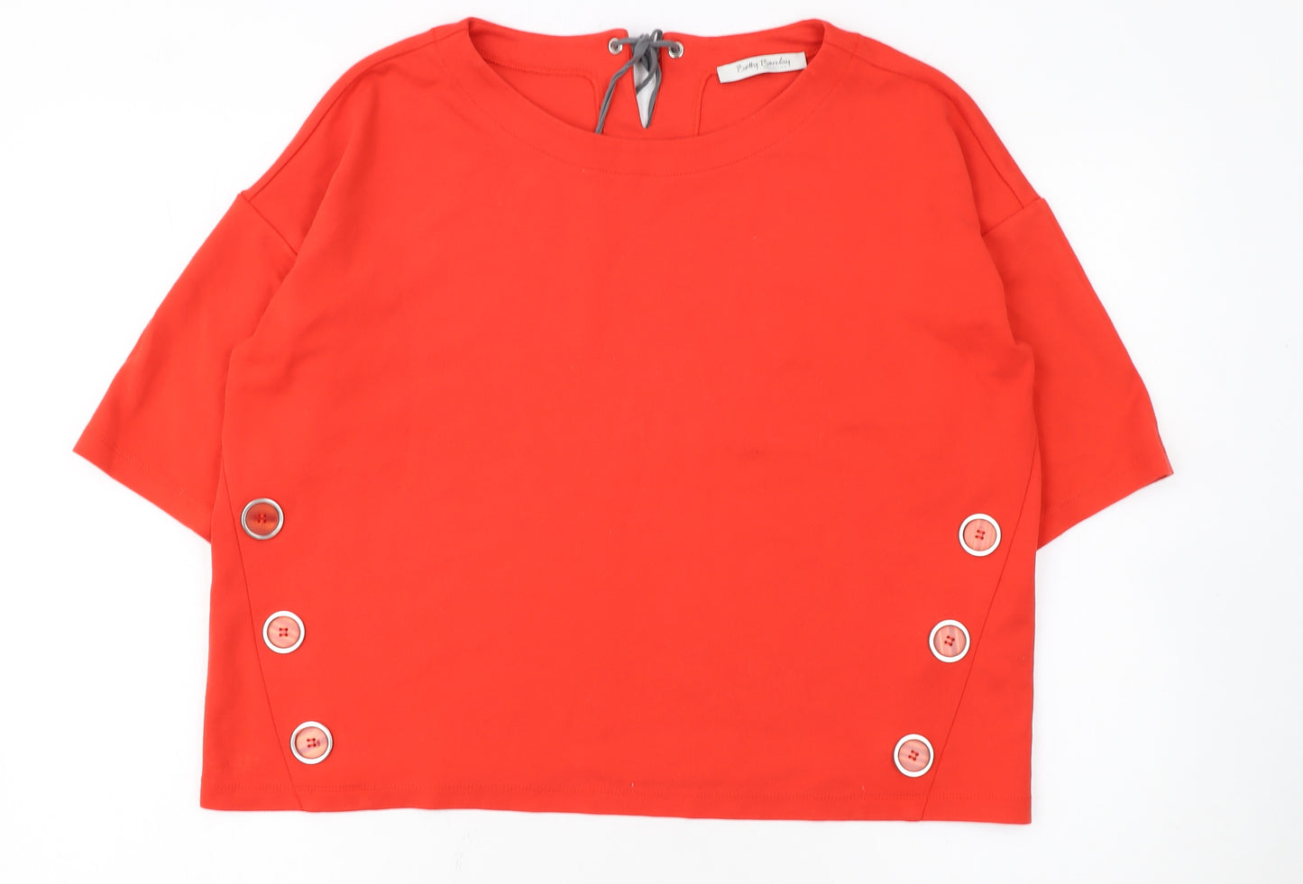 Betty Barclay Women Red Cotton Relaxed Button Blouse Size 14