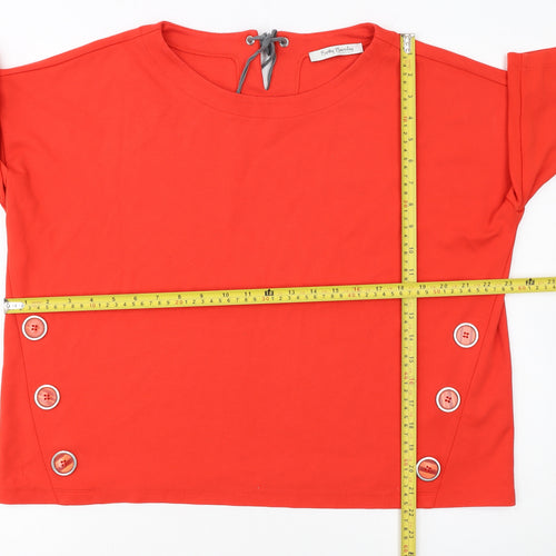 Betty Barclay Women Red Cotton Relaxed Button Blouse Size 14