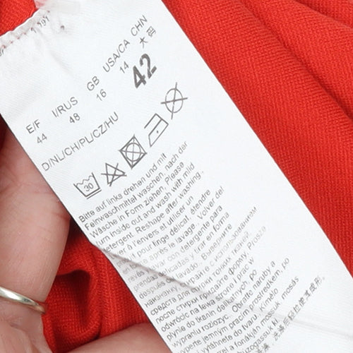Betty Barclay Women Red Cotton Relaxed Button Blouse Size 14