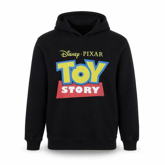 Front view of Disney Men's Black Toy Story Pullover Hoodie, size M, Fleece