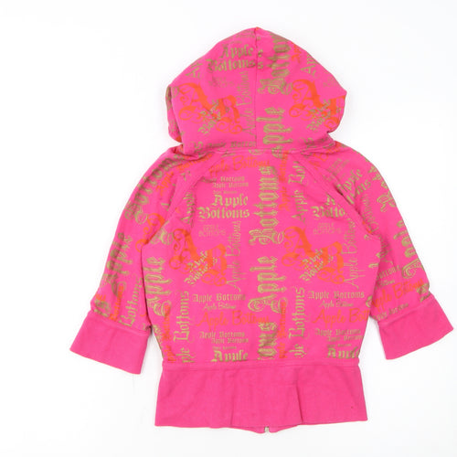 Apple Bottoms Womens Pink Full Zip Hoodie Size M Gold Lined Sweatshirt