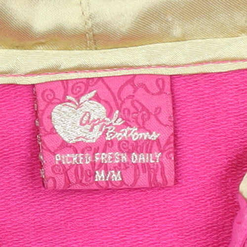 Apple Bottoms Womens Pink Full Zip Hoodie Size M Gold Lined Sweatshirt