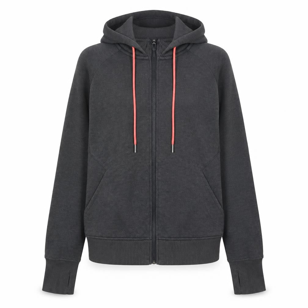 Front view of Crane Women's Grey Full Zip Hoodie Small Polyester Cotton Blend