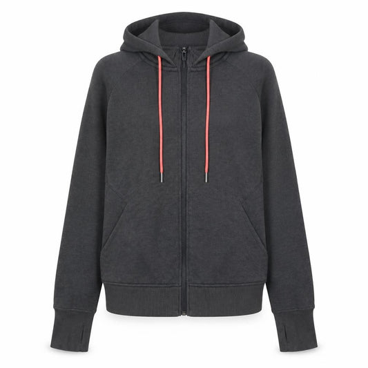 Front view of Crane Women's Grey Full Zip Hoodie Small Polyester Cotton Blend