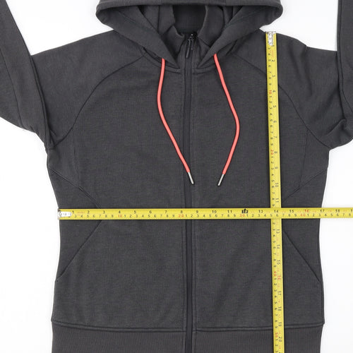 Crane Women's Grey Full Zip Hoodie Small Polyester Cotton Blend