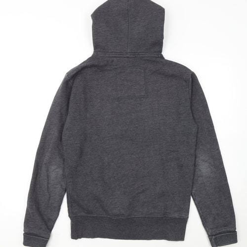 Superdry Men's Grey Pullover Hoodie Small Regular Fit Graphic Logo