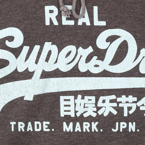 Superdry Men's Grey Pullover Hoodie Small Regular Fit Graphic Logo