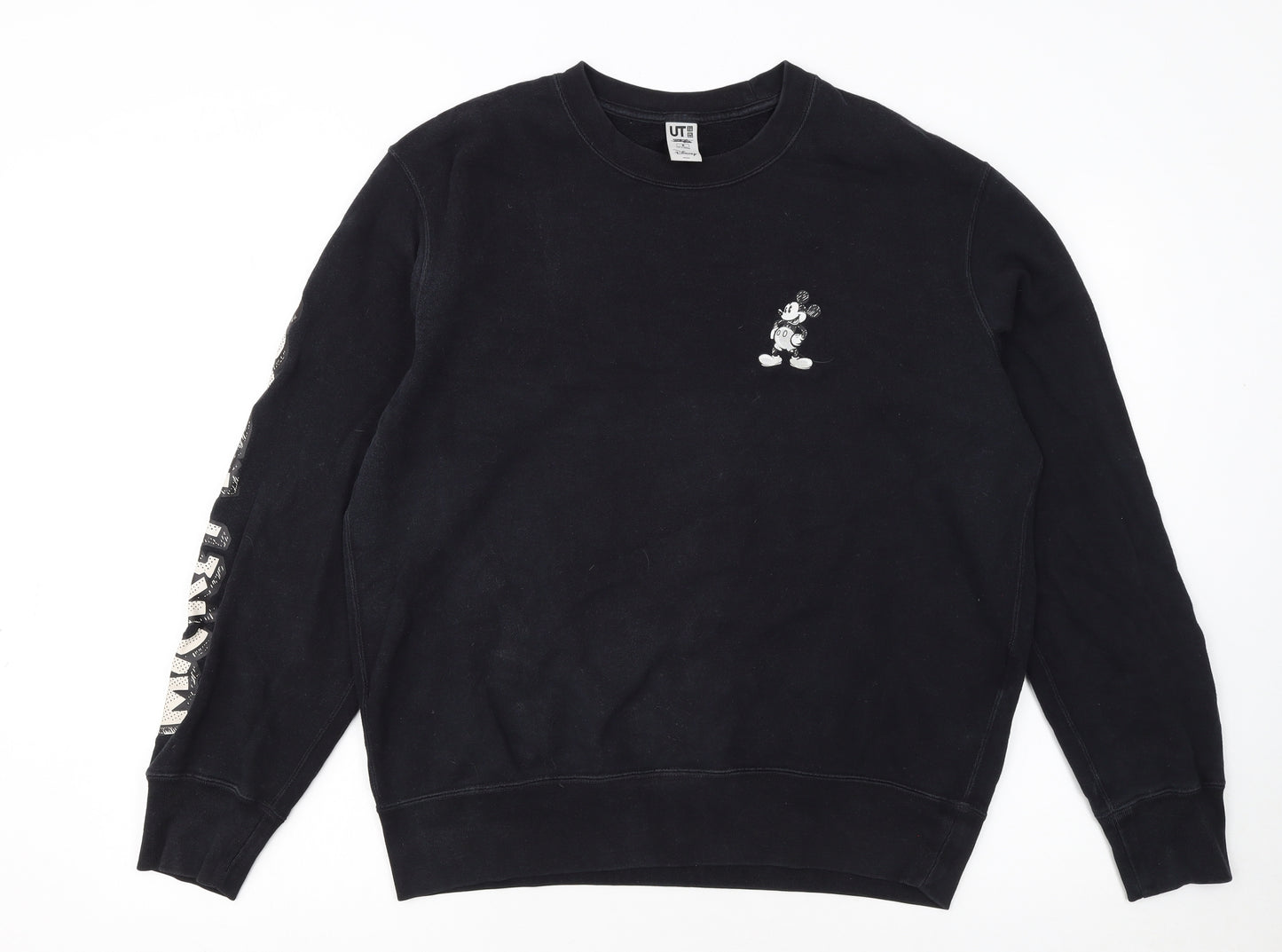 Uniqlo Disney Mickey Mouse Black Sweatshirt Women M Crew Neck Cotton