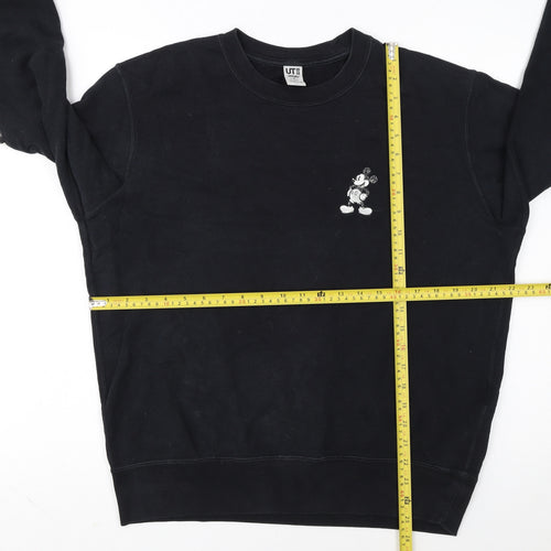 Uniqlo Disney Mickey Mouse Black Sweatshirt Women M Crew Neck Cotton
