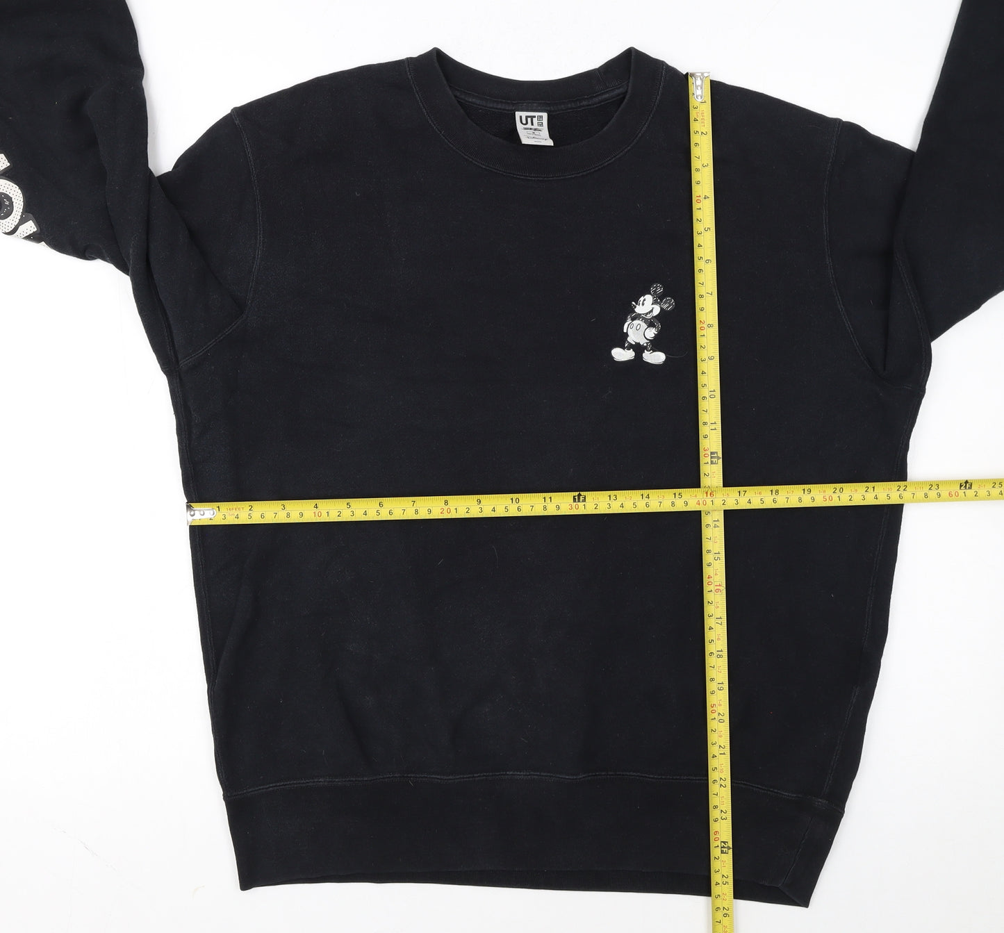 Uniqlo Disney Mickey Mouse Black Sweatshirt Women M Crew Neck Cotton