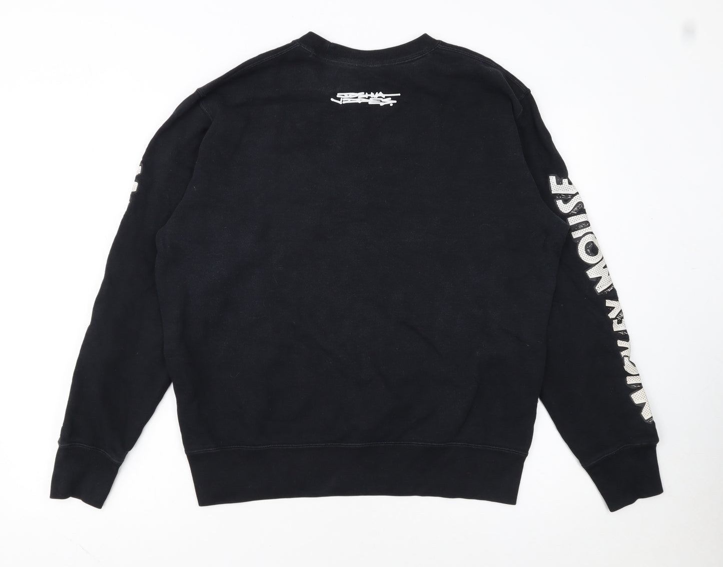 Uniqlo Disney Mickey Mouse Black Sweatshirt Women M Crew Neck Cotton