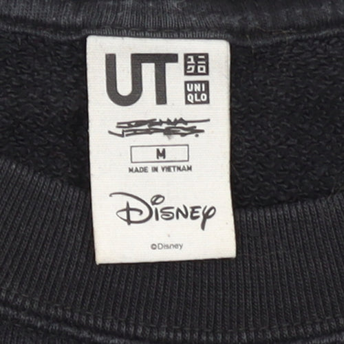 Uniqlo Disney Mickey Mouse Black Sweatshirt Women M Crew Neck Cotton