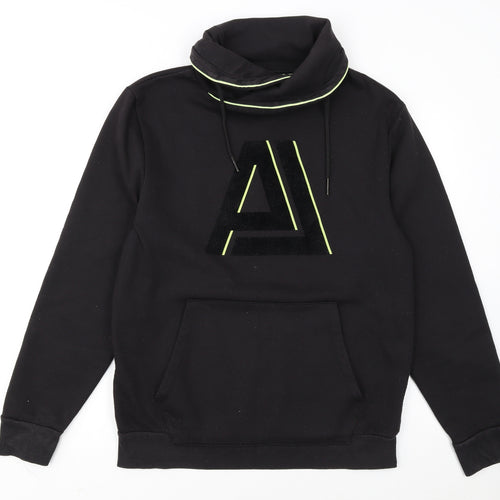 Angelo Litrico Men's Black Pullover Sweatshirt M Urban Logo High Neck