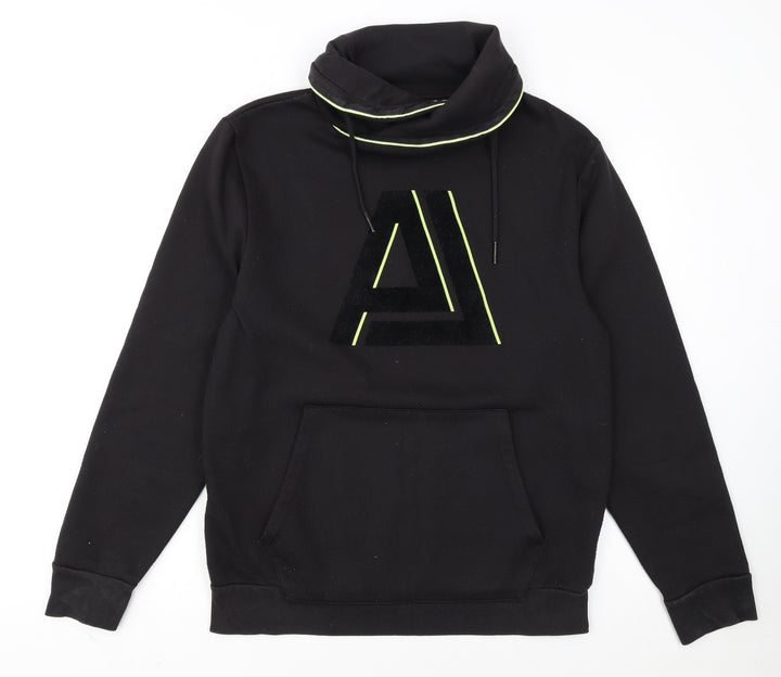 Angelo Litrico Men's Black Pullover Sweatshirt M Urban Logo High Neck
