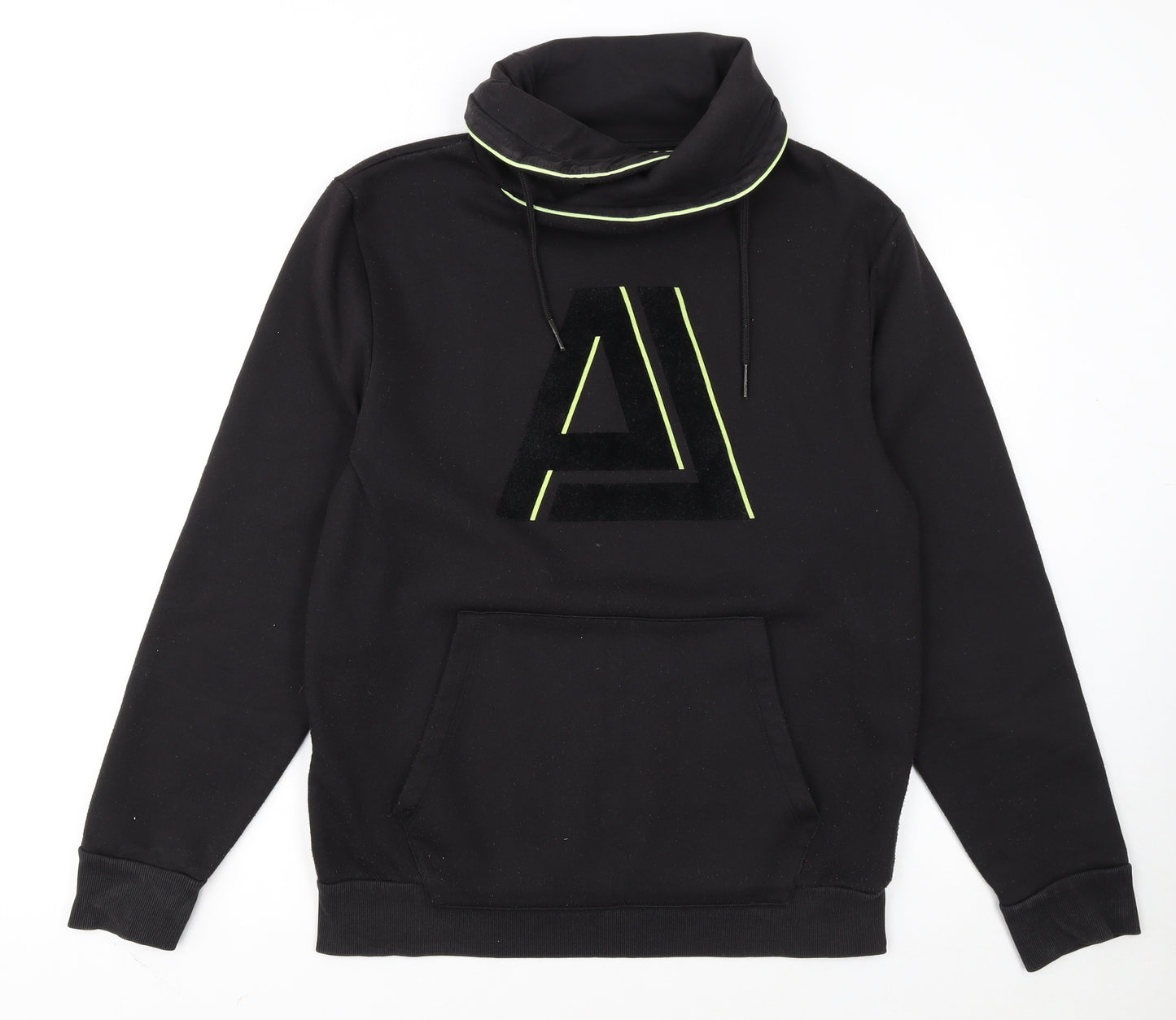 Angelo Litrico Men's Black Pullover Sweatshirt M Urban Logo High Neck