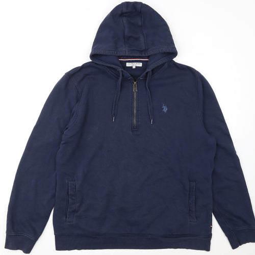 U.S. Polo Assn. Men's Blue 1/2 Zip Hoodie XXL Classic Fit