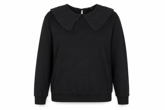 Front view of Marks & Spencer Women's Black Long Sleeve Pullover Sweatshirt, size 14