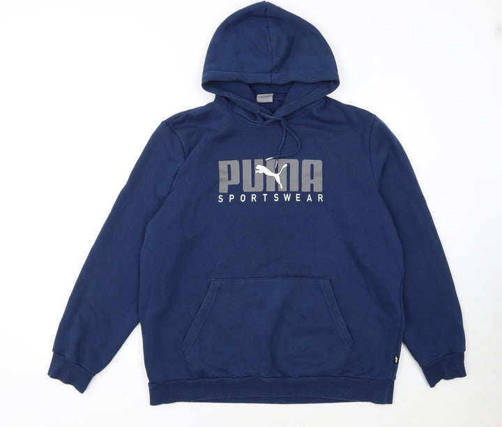 Puma Men's Blue Pullover Hoodie L Sportswear Logo Fleece