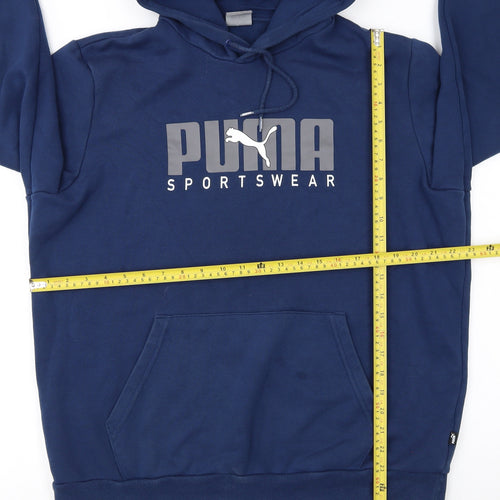 Puma Men's Blue Pullover Hoodie L Sportswear Logo Fleece