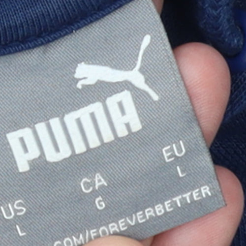 Puma Men's Blue Pullover Hoodie L Sportswear Logo Fleece
