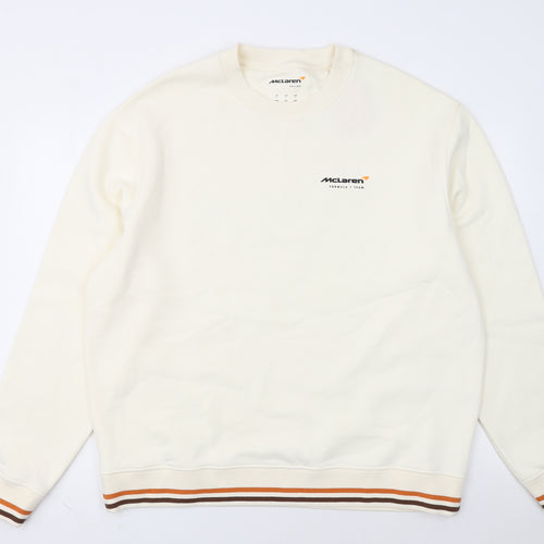 McLaren Men’s Ivory Graphic Pullover Sweatshirt L Racing Team
