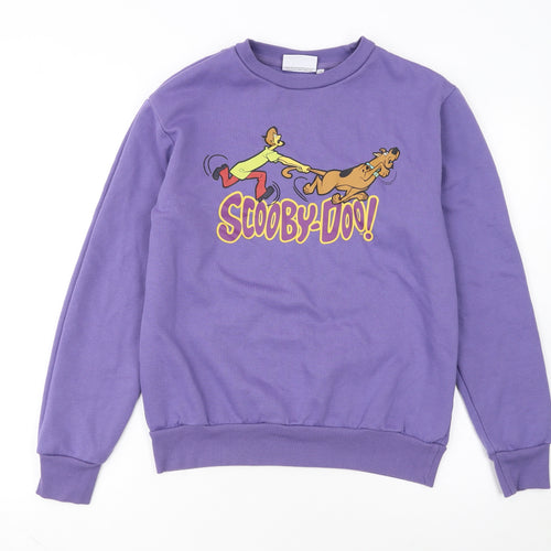 Scooby-Doo Womens Purple Small Pullover Sweatshirt Cartoon Graphic