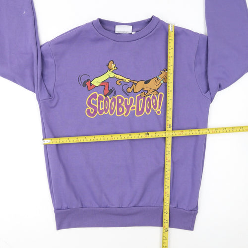 Scooby-Doo Womens Purple Small Pullover Sweatshirt Cartoon Graphic