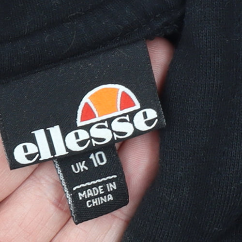 Ellesse Womens Black Hoodie UK 10 Cotton Blend Pullover