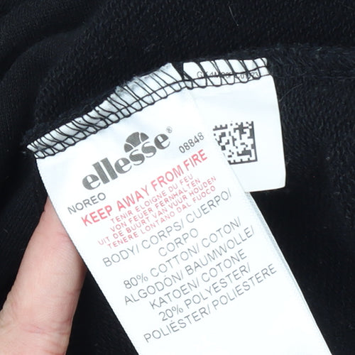 Ellesse Womens Black Hoodie UK 10 Cotton Blend Pullover