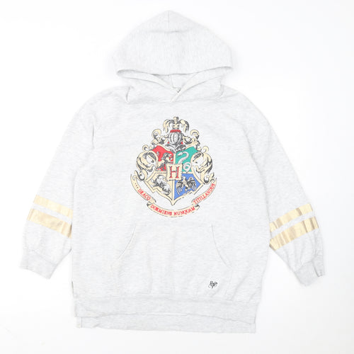H&M Girls Grey Harry Potter Hoodie 9-10 Years Pullover Hogwarts Crest