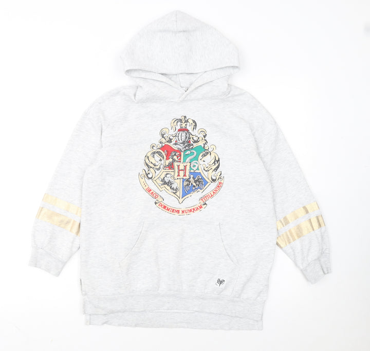H&M Girls Grey Harry Potter Hoodie 9-10 Years Pullover Hogwarts Crest