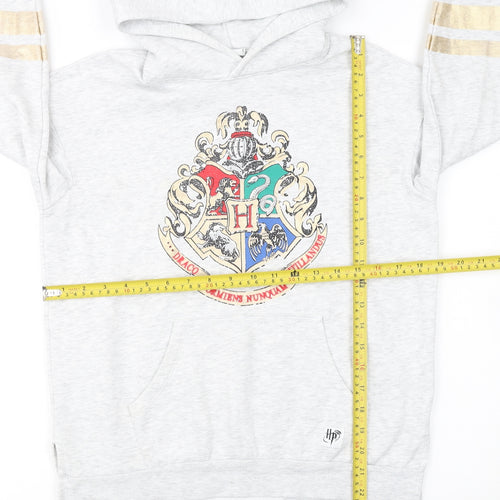 H&M Girls Grey Harry Potter Hoodie 9-10 Years Pullover Hogwarts Crest