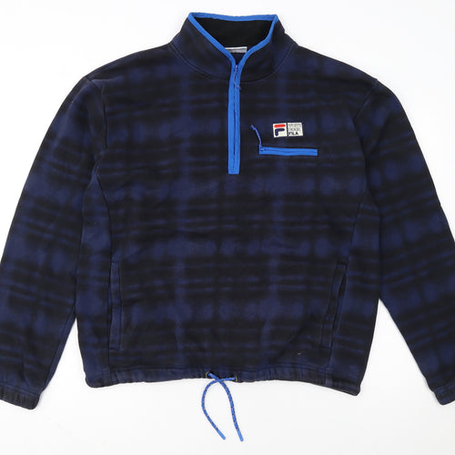 Fila Mens Blue L Pullover Fleece Sweatshirt 1/4 Zip Sportswear