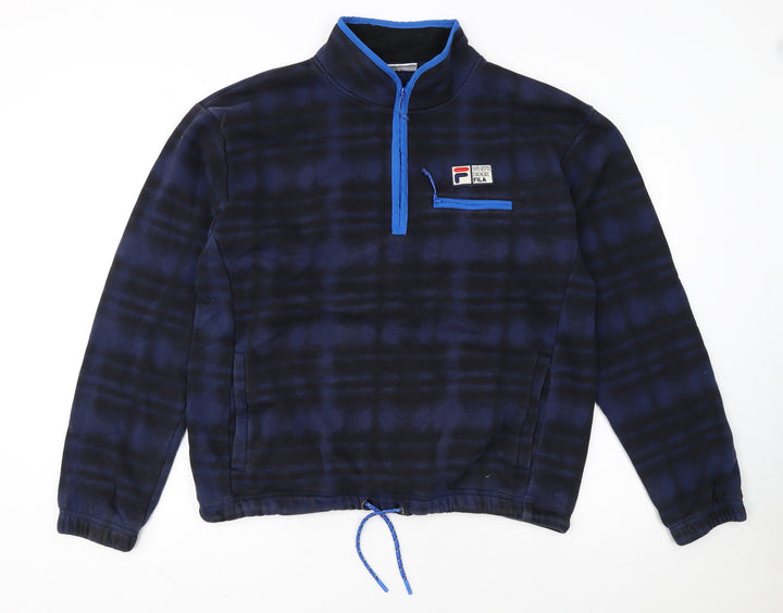 Fila Mens Blue L Pullover Fleece Sweatshirt 1/4 Zip Sportswear