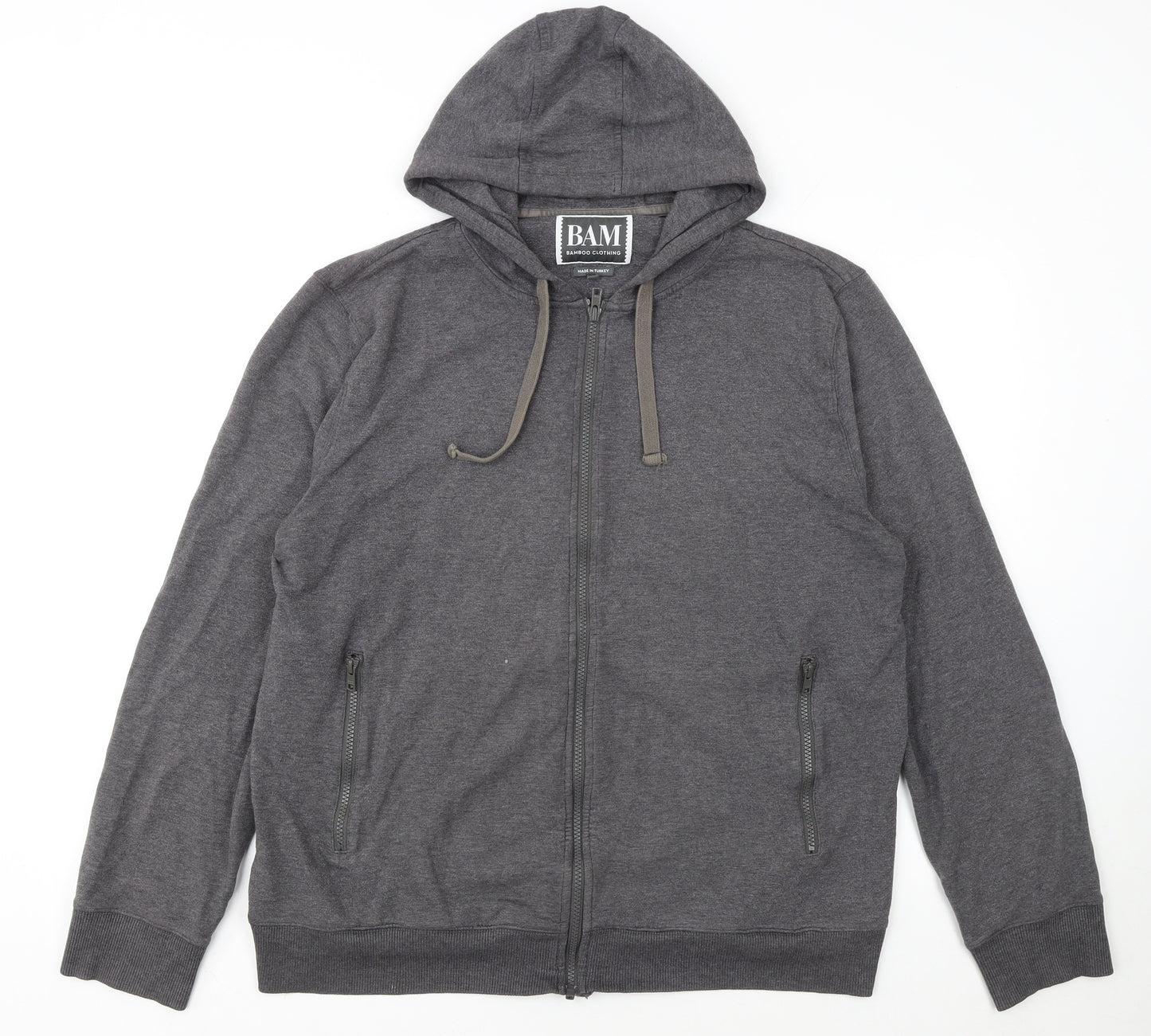 BAM Men's Grey Full Zip Bamboo Hoodie XL Breathable Lightweight