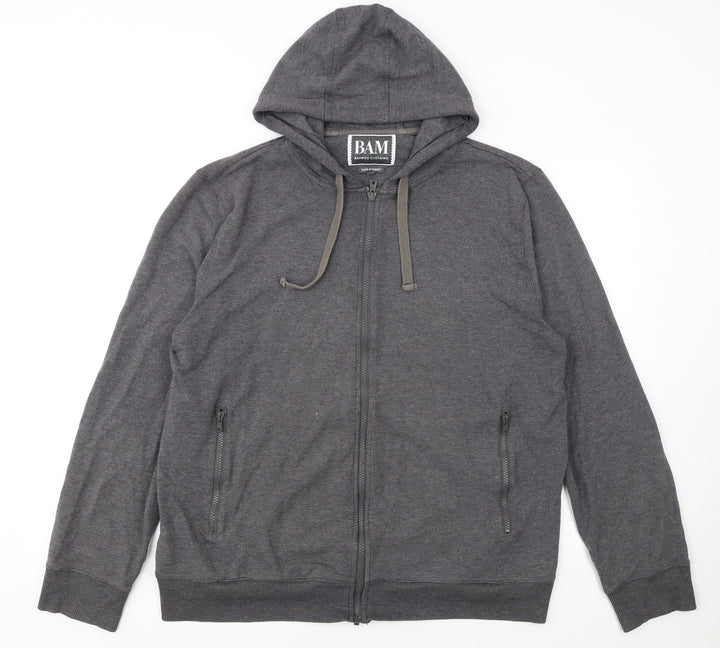 BAM Men's Grey Full Zip Bamboo Hoodie XL Breathable Lightweight
