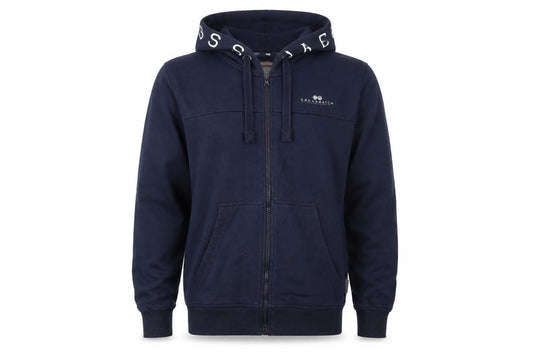 Front view of Crosshatch Men’s Blue Full Zip Hoodie Large Hooded Sweat Top