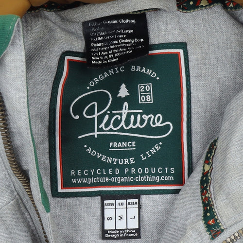 Picture Women's Grey Faux Leather Sleeve Hooded Puffer Jacket M