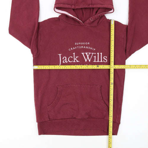 Jack Wills Girls Red Pullover Hoodie Fleece Logo Sweatshirt 12-13 Years