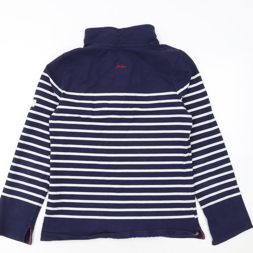 Joules Women Navy Striped Henley Sweatshirt UK 8 Cotton Elastane