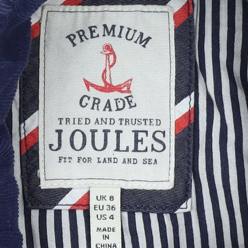 Joules Women Navy Striped Henley Sweatshirt UK 8 Cotton Elastane