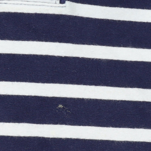 Joules Women Navy Striped Henley Sweatshirt UK 8 Cotton Elastane
