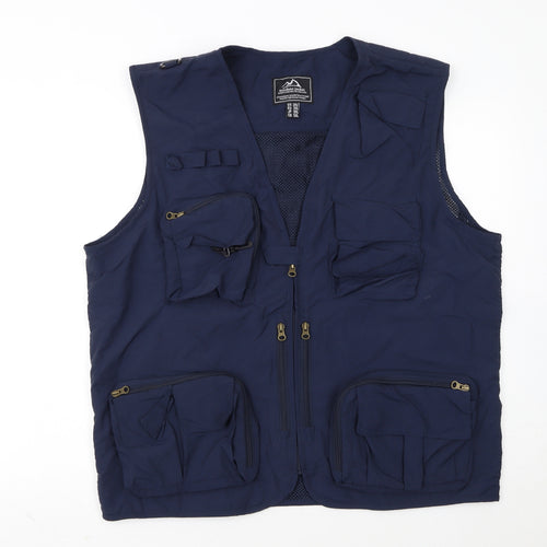 Outdoor Jacket Men's Blue 2XL Multi Pocket Lightweight Hiking Waistcoat