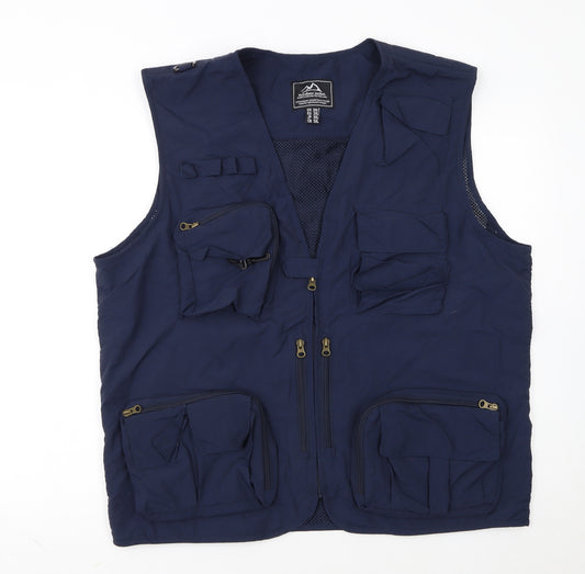 Outdoor Jacket Men's Blue 2XL Multi Pocket Lightweight Hiking Waistcoat