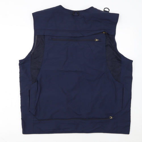 Outdoor Jacket Men's Blue 2XL Multi Pocket Lightweight Hiking Waistcoat