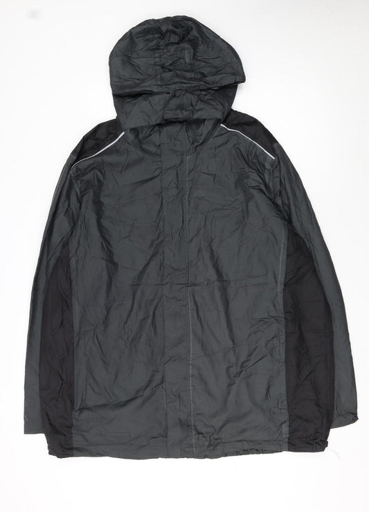 Crivit Men's Black XL Waterproof Hooded Outdoor Rain Jacket